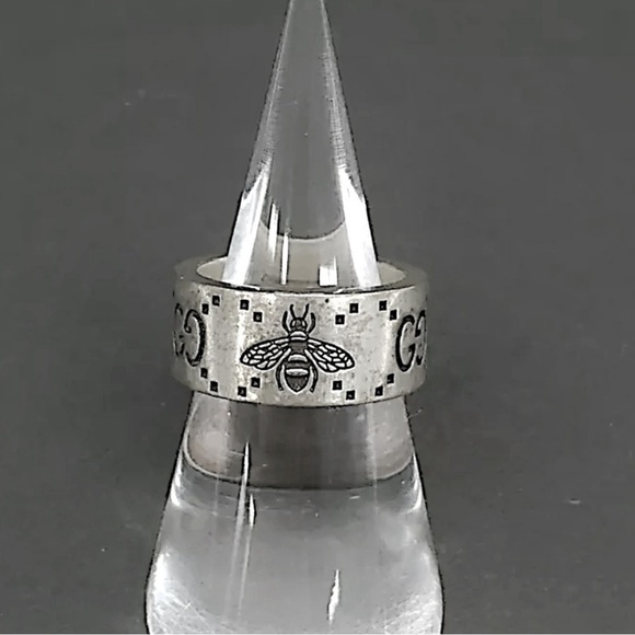 GUCCI GG Logo Bee Silver 925 Ring - Picture 2 of 6